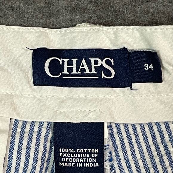 Chaps Pinstripe Shorts Men’s Size 34 White and Blue Preppy Casual - Picture 3 of 8